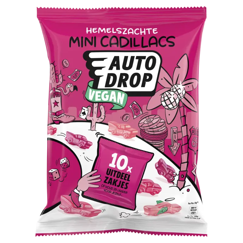 Autodrop Vegan mini cadillacs uitdeelzak