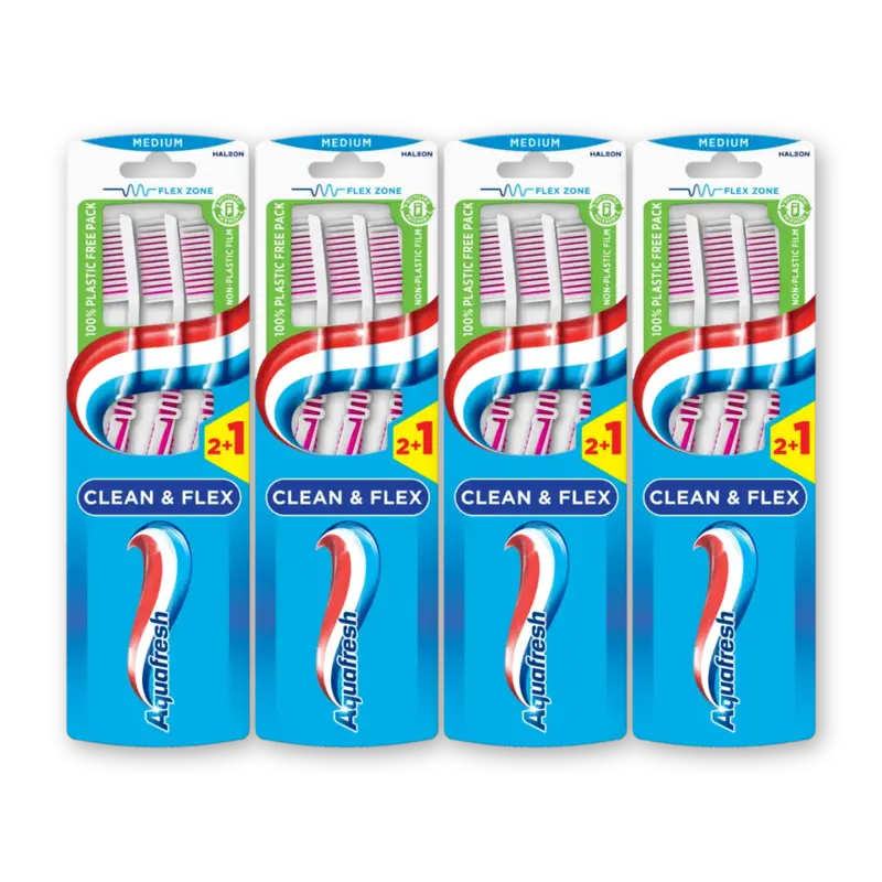 Aquafresh Clean & flex medium tandenborstel 4-pack