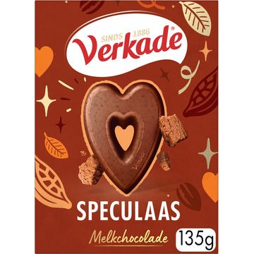 Verkade Chocoladehart Melkchocolade Speculaas 135 g