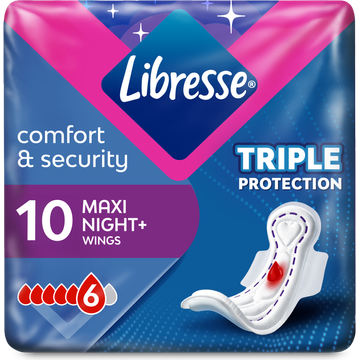 Libresse Maxi Goodnight Wings Maandverband 10 Stuks