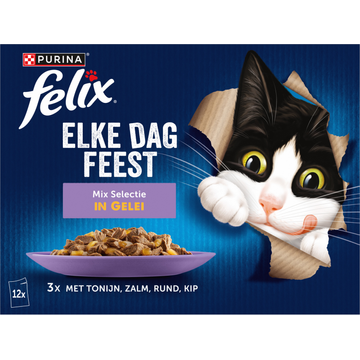 FELIX® Elke Dag Feest Mix Selectie in Gelei Kattenvoer 12x85g