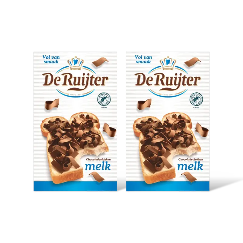 De Ruijter Chocolade vlokken melk 2-pack