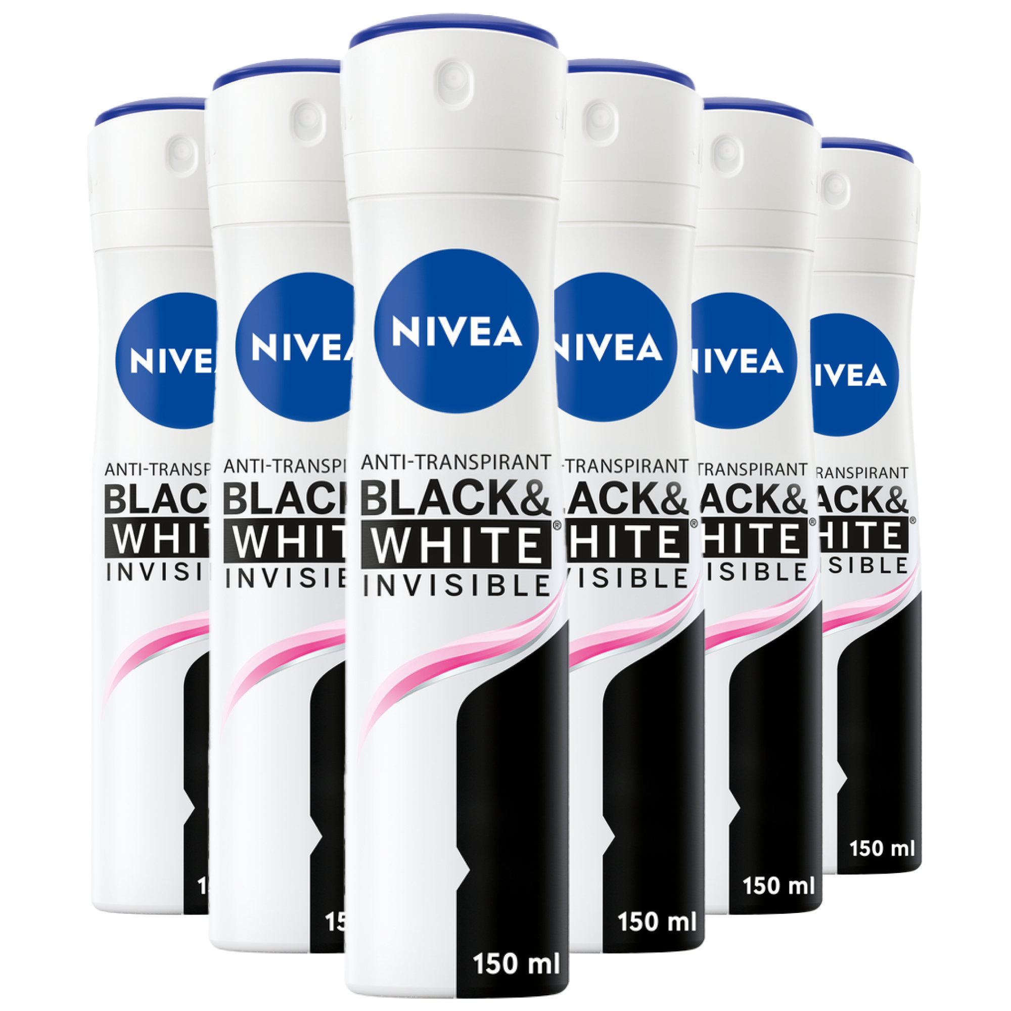 NIVEA Invisible Black & White Original Anti-Transpirant Deodorant Spray 150 ML Multipack 6 stuks