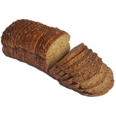 Lokale Bakker volkoren met zonnepitten half gesneden