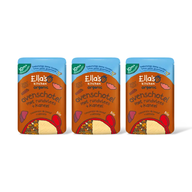 Ella's kitchen Ovenschotel met rundvlees + kaneel 3-pck