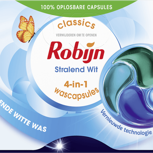 Robijn Vloeibaar wasmiddel caps 3 in 1 stralend wit