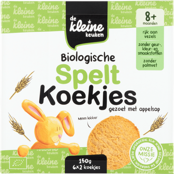De Kleine Keuken Biologische Spelt Koekjes Gezoet met Appelsap 8+ Maanden 6 x 2 Stuks 150 g