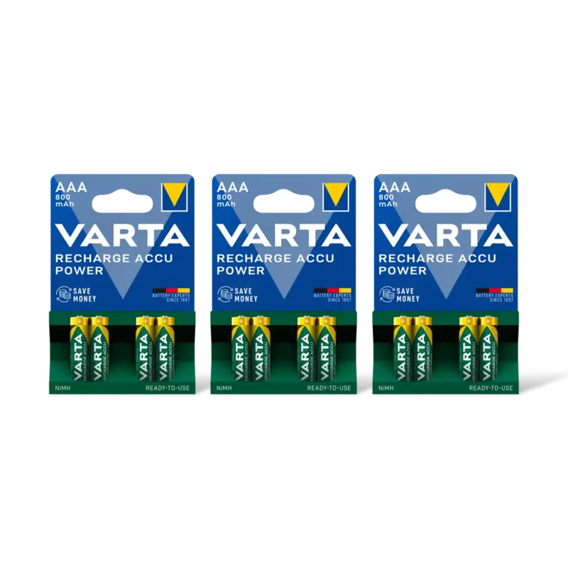 Varta AAA oplaadbare batterijen 800 mAh 3-pack