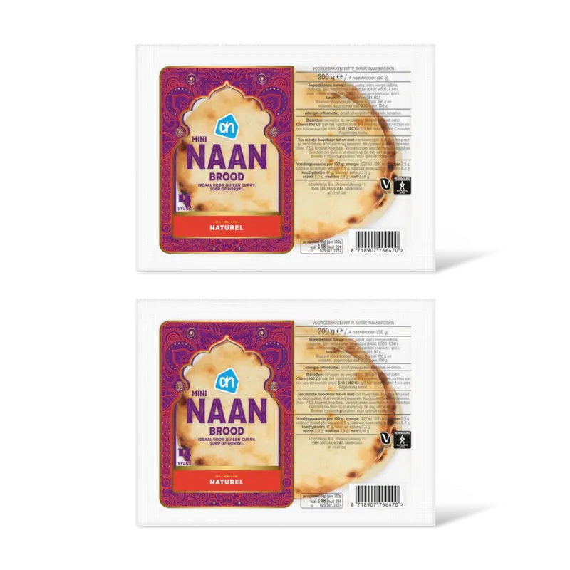 AH Mini naanbrood naturel 2-pack
