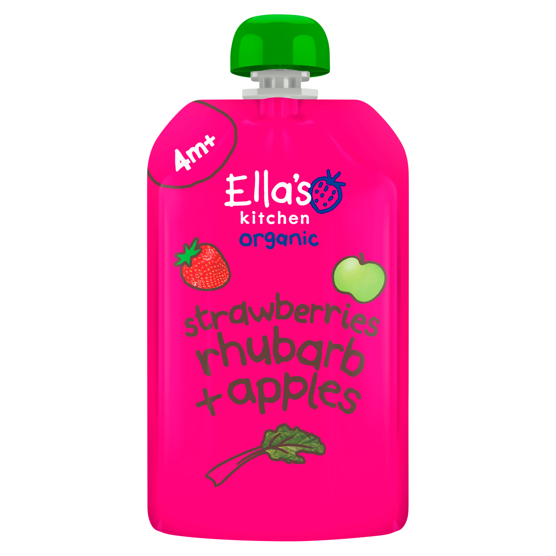 Ella's Kitchen Knijpfruit aardbei, rabarber+appel 4m+