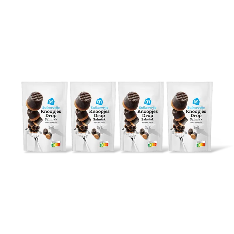 AH Knoopjesdrop salmiak suikervrij 4-pack