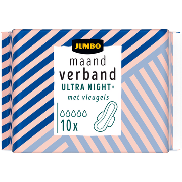 Jumbo Maandverband Ultra Night+ met Vleugels 10 Stuks