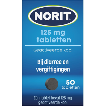 Norit Tabletten diarreeremmers 125 mg, 50 stuks