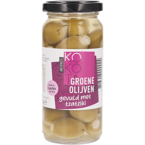 Kokota Gevulde groenen olijven met tzatziki