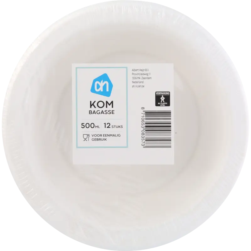 AH Kom rond wit bagasse 500ml