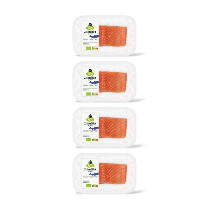 AH Biologisch Zalmfilet op huid 4-pack