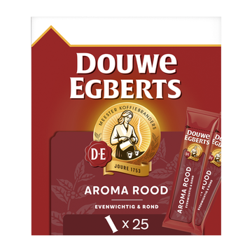 Douwe Egberts Aroma Rood Sticks Oploskoffie 25 stuks