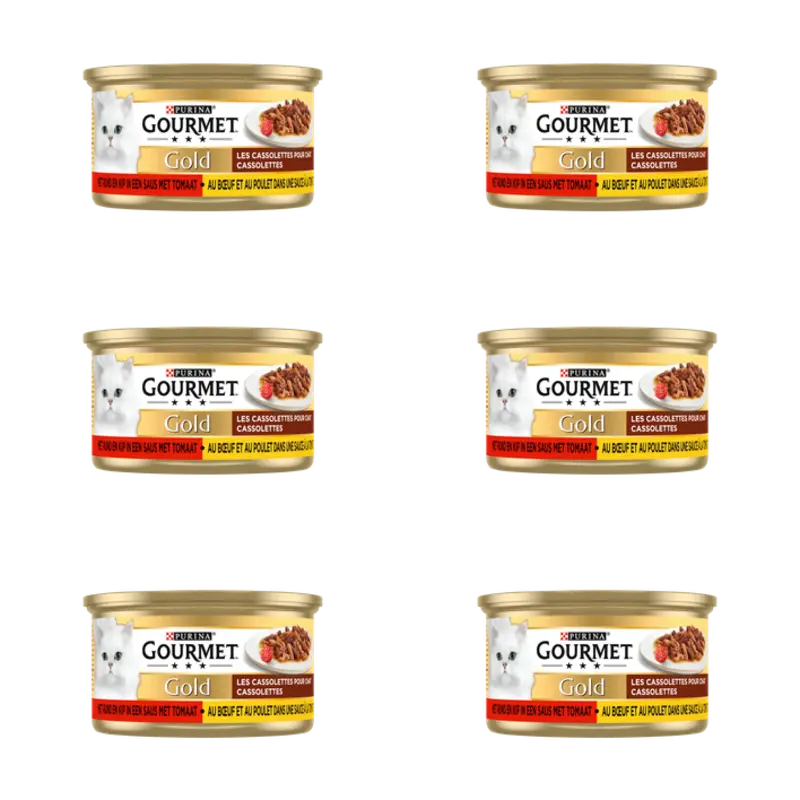 Gourmet Gold cassolettes met rund & kip 6-pack