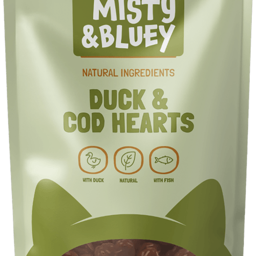 Misty & Bluey Kattensnacks duck & cod hearts