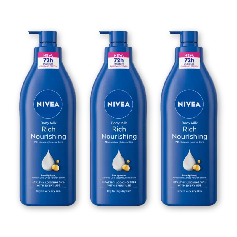 NIVEA Verzorgende body milk met pomp 3-pack