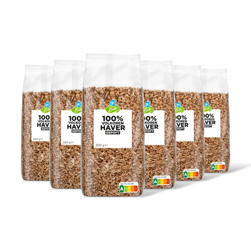 AH Biologisch 100% volkoren haver gepoft 6-pack
