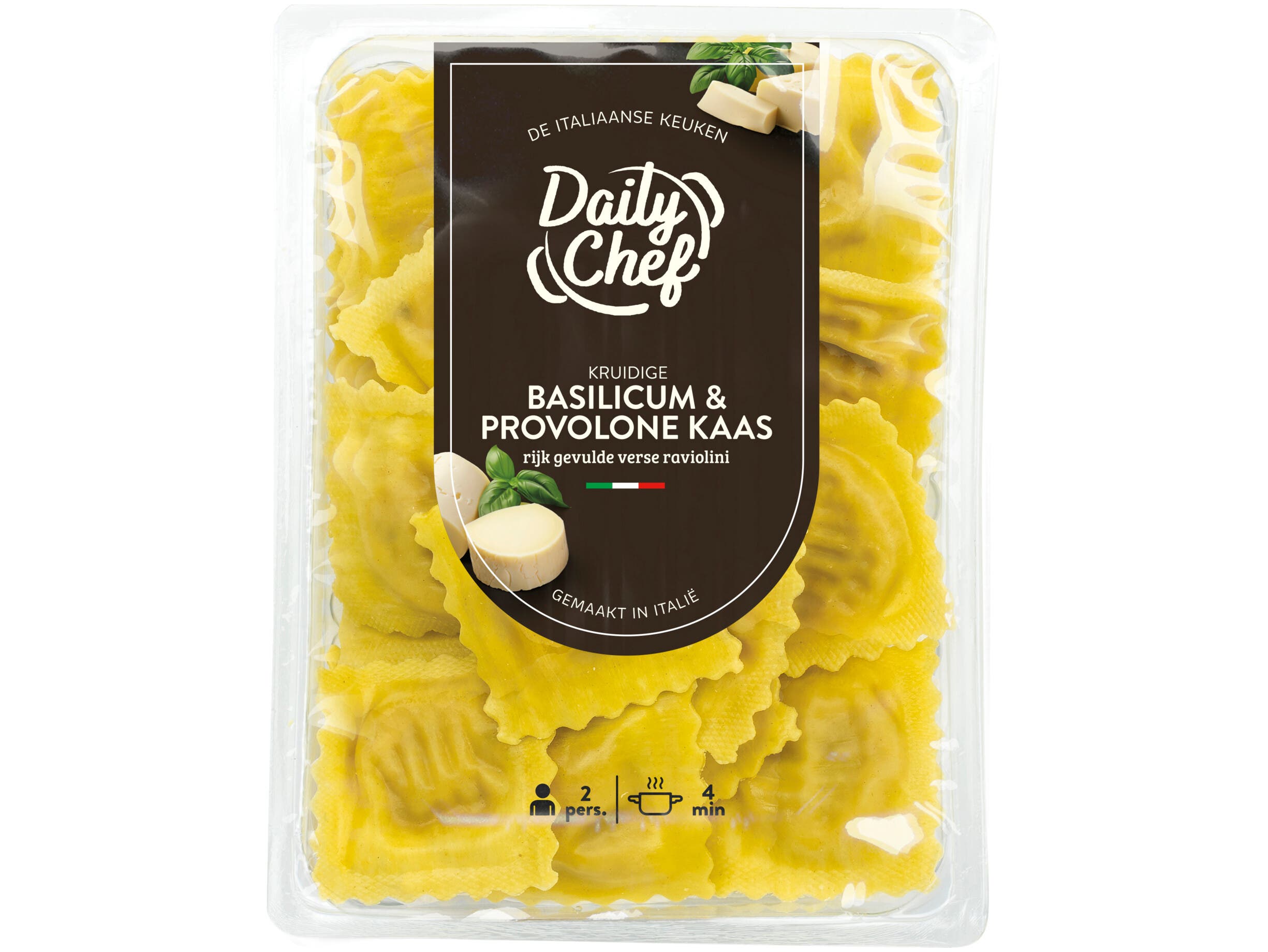 Raviolini basilicum provolone