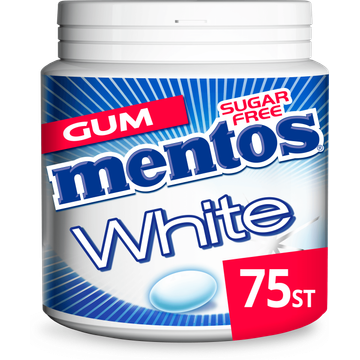 Mentos Gum White Cool Mint Suikervrij Pot 75 stuks