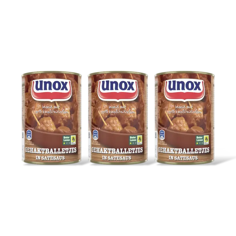 Unox Gehaktballetjes in satesaus 3-pack