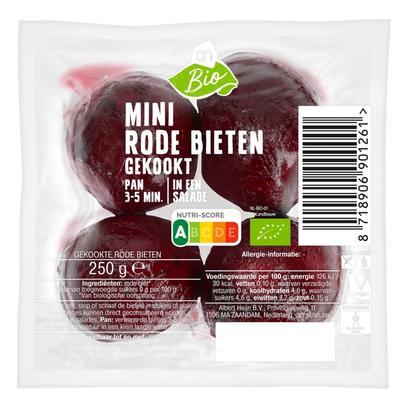 AH Biologisch Mini rode gekookte bieten