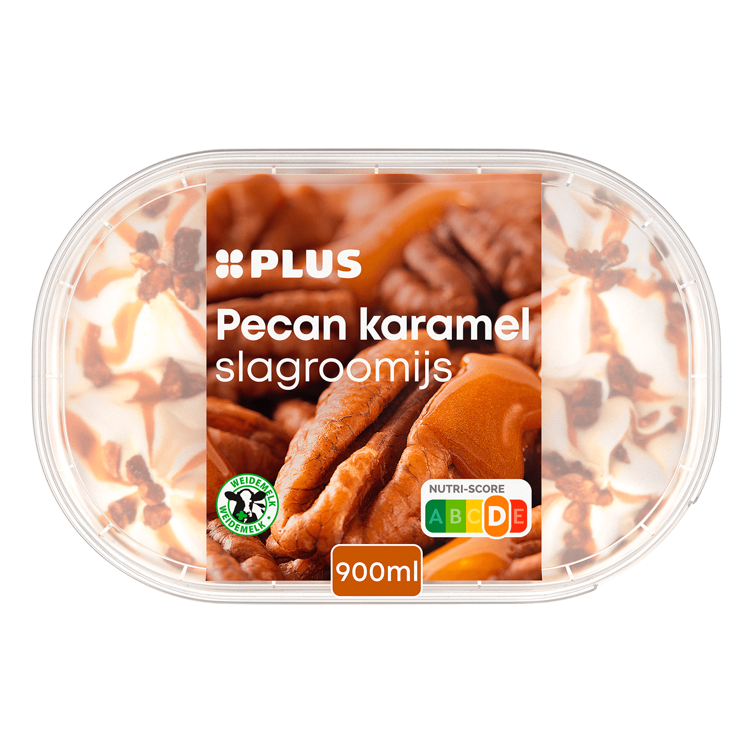 PLUS slagroomijs pecan karamel