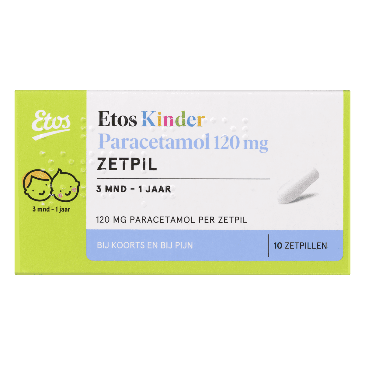 Etos Kinderparacetamol 120 MG Zetpil 10 stuks
