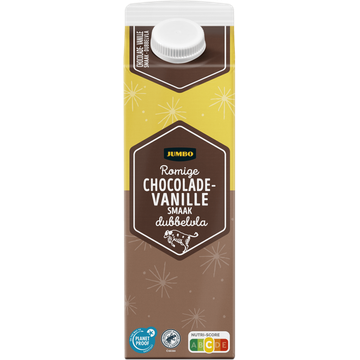 Jumbo Romige Chocolade- Vanille Smaak Dubbelvla 1 L