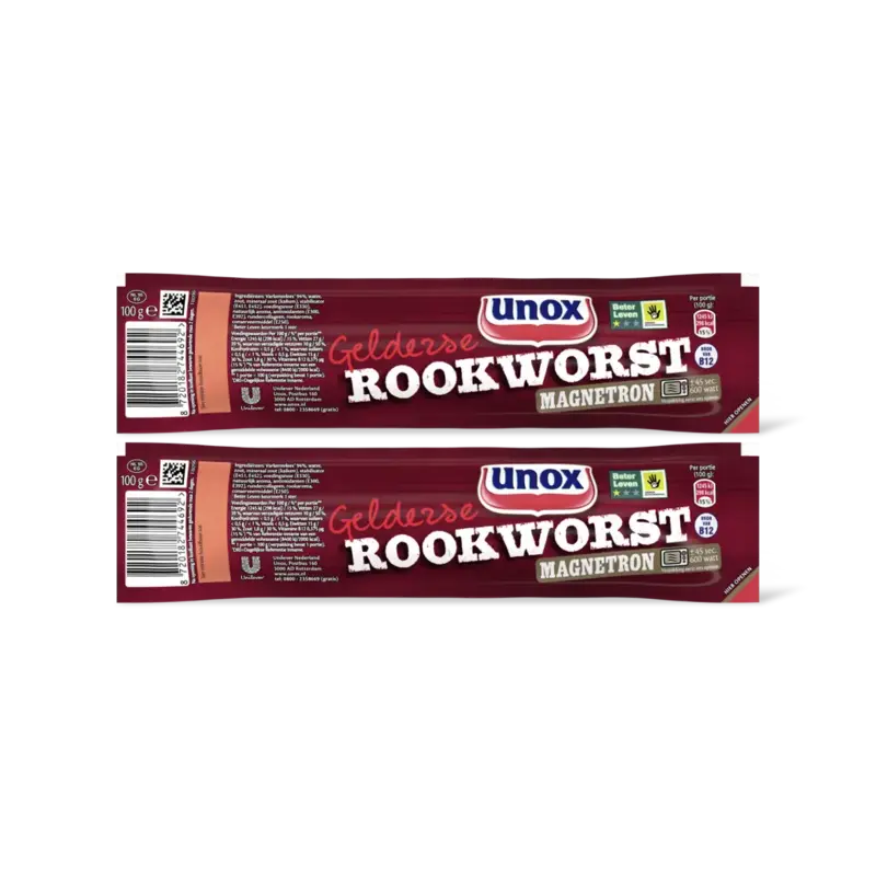Unox Gelderse rookworst magnetron 2-pack