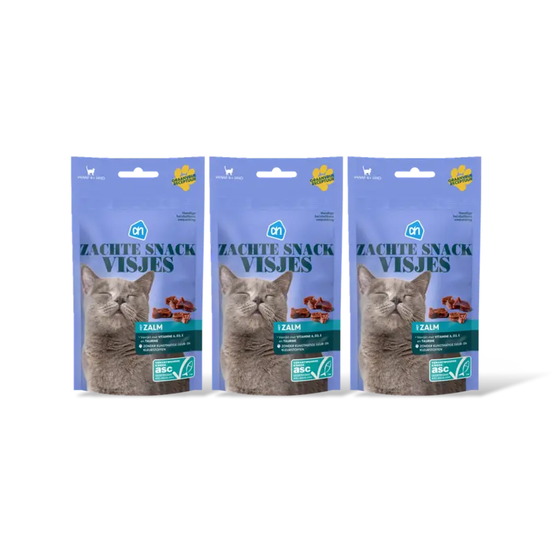 AH Zachte snack visjes met zalm 3-pack