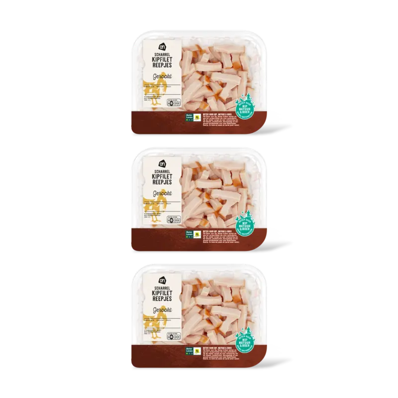 AH Scharrel kipfiletreepjes gerookt 3-pack