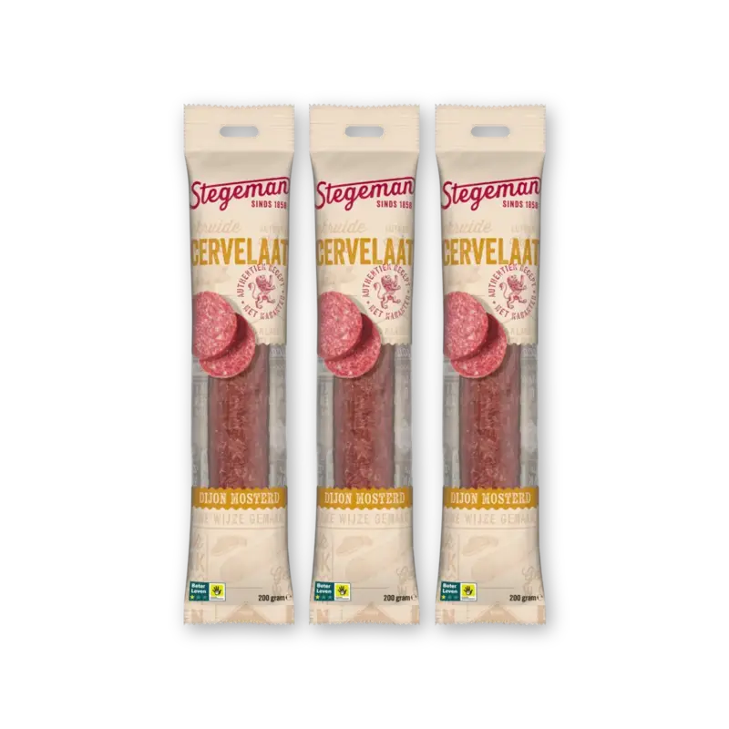 Stegeman Cervelaat Dijon mosterd 3-pack
