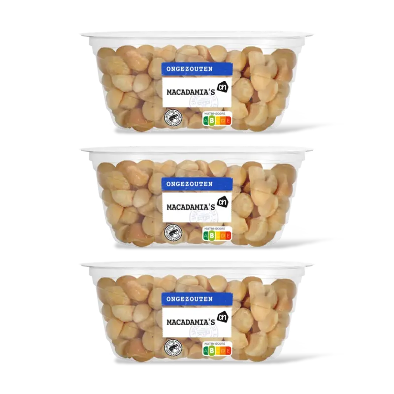 AH Ongezouten macadamia's geroosterd 3-pack