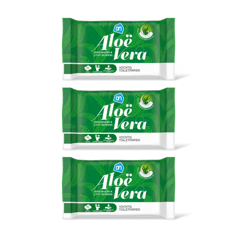 AH Vochtig toiletpapier alo vera 3-pack