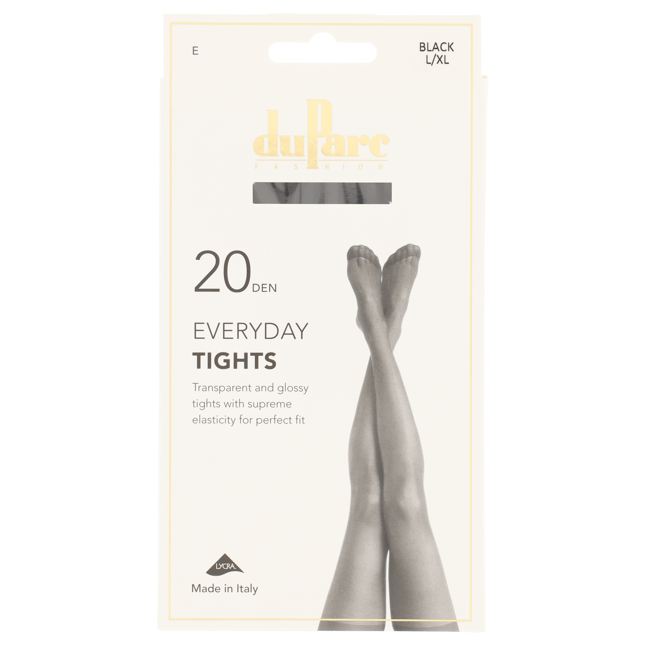 DuParc Panty Lycra 20D Glans Zwart LXL