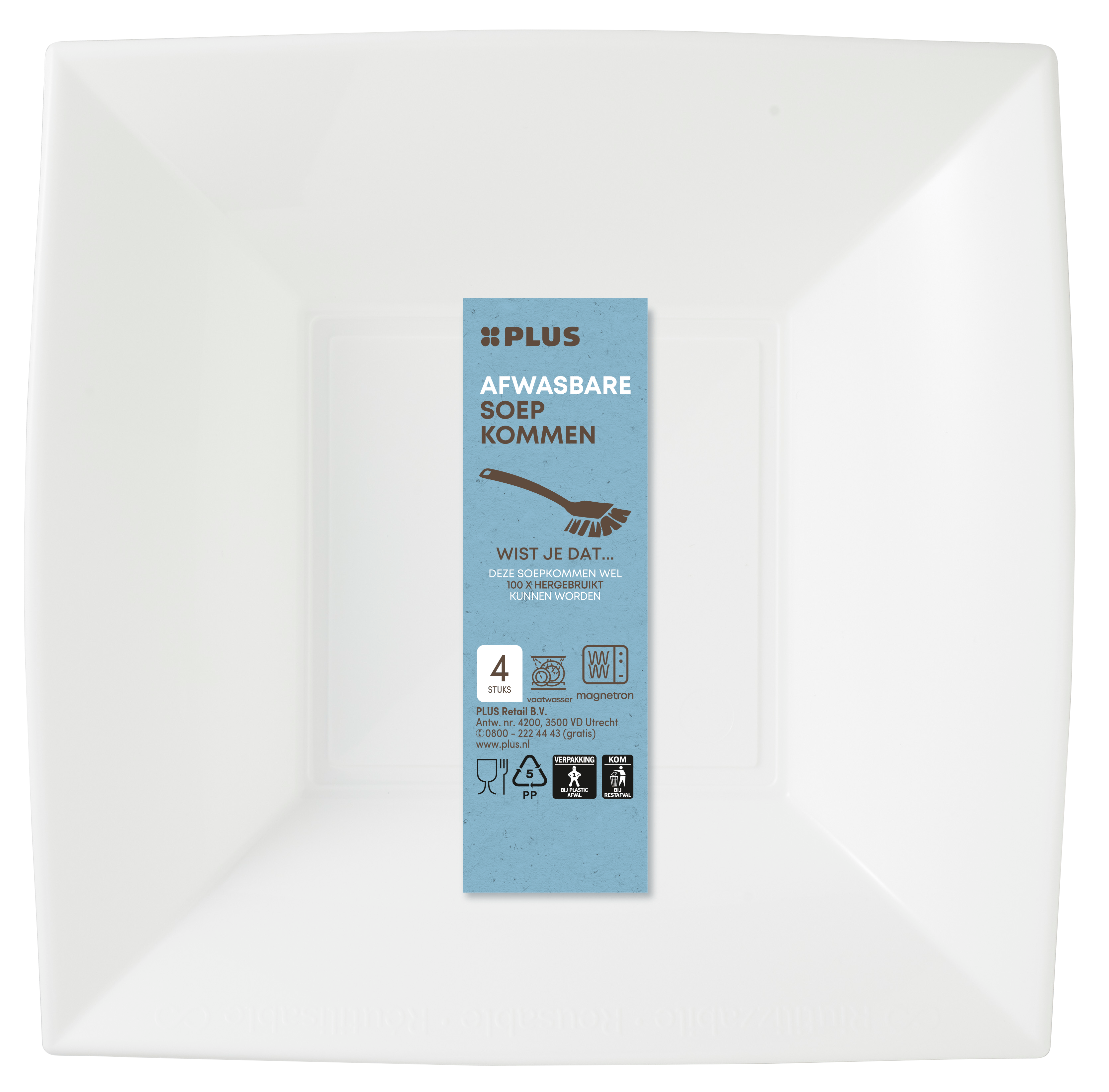 PLUS Afwasbare soepkom 500ml