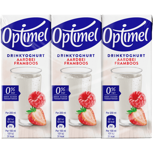 Optimel Drinkyoghurt aardbei framboos