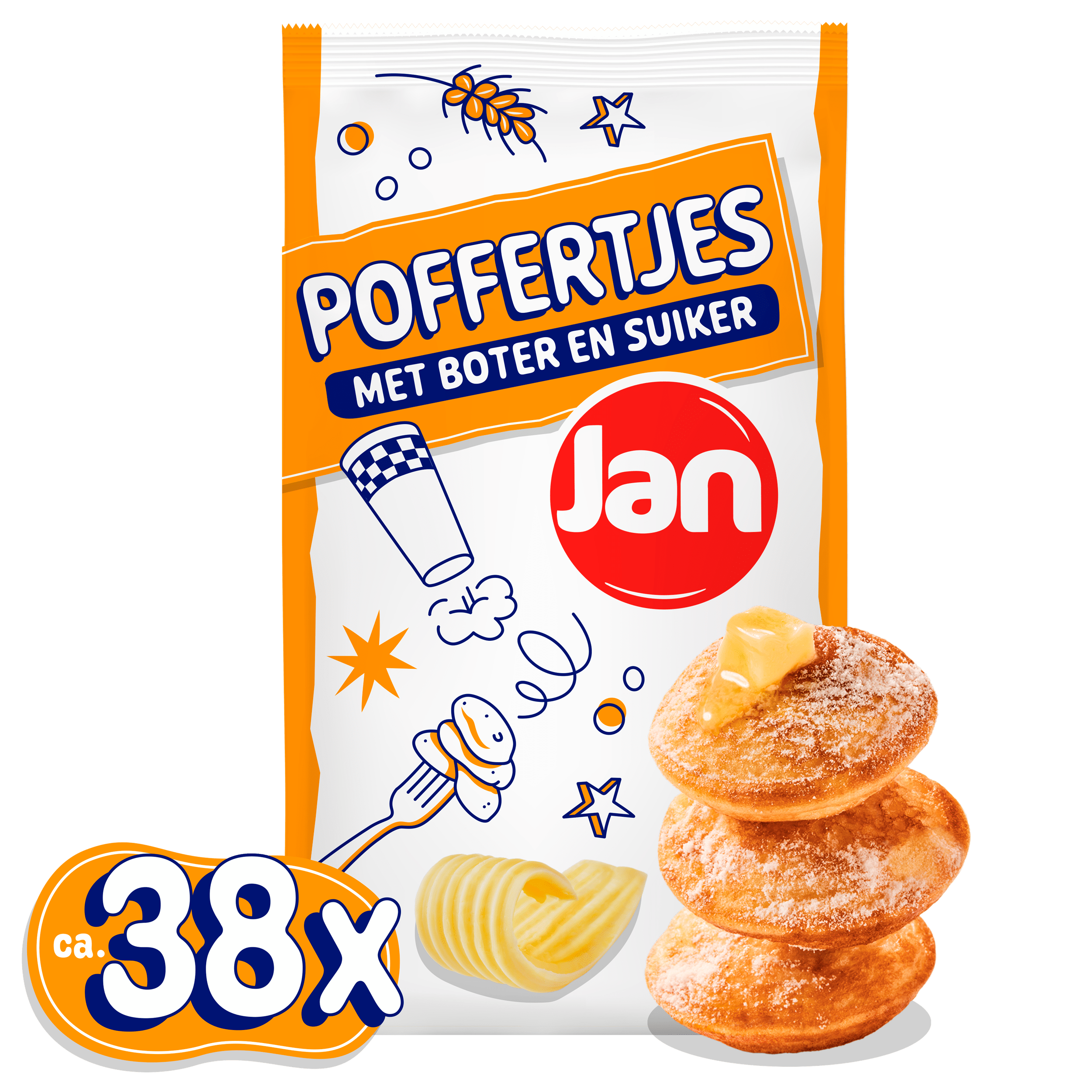 Jan Poffertjes met boter en suiker
