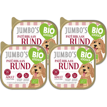 Jumbo's Biologisch Paté Rijk Aan Rund Adult 4 x 150 g