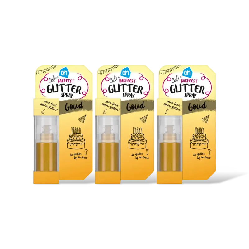 AH Bakfeest glitterspray goud 3-pack