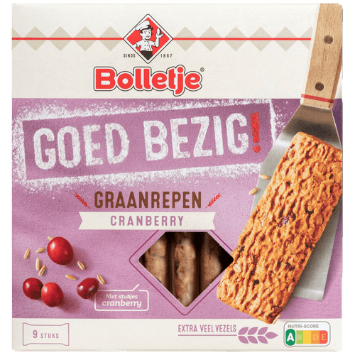 Bolletje Goed bezig krokante graanrepen cranberry