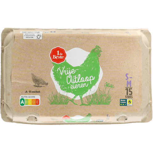 1 de Beste Vrije uitloop eieren wit S-M