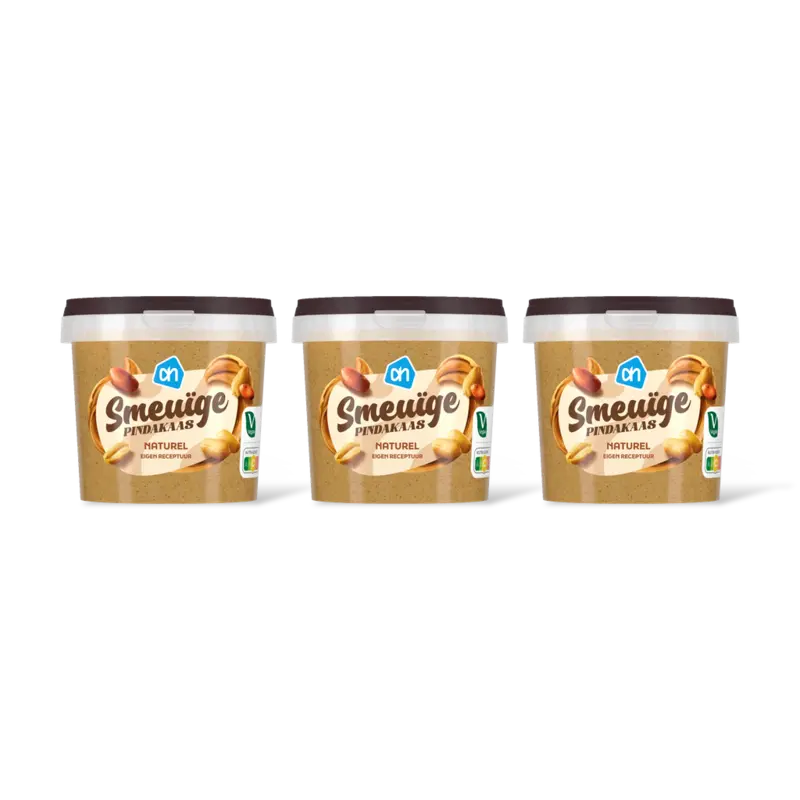 AH Smeuige pindakaas naturel 3-pack