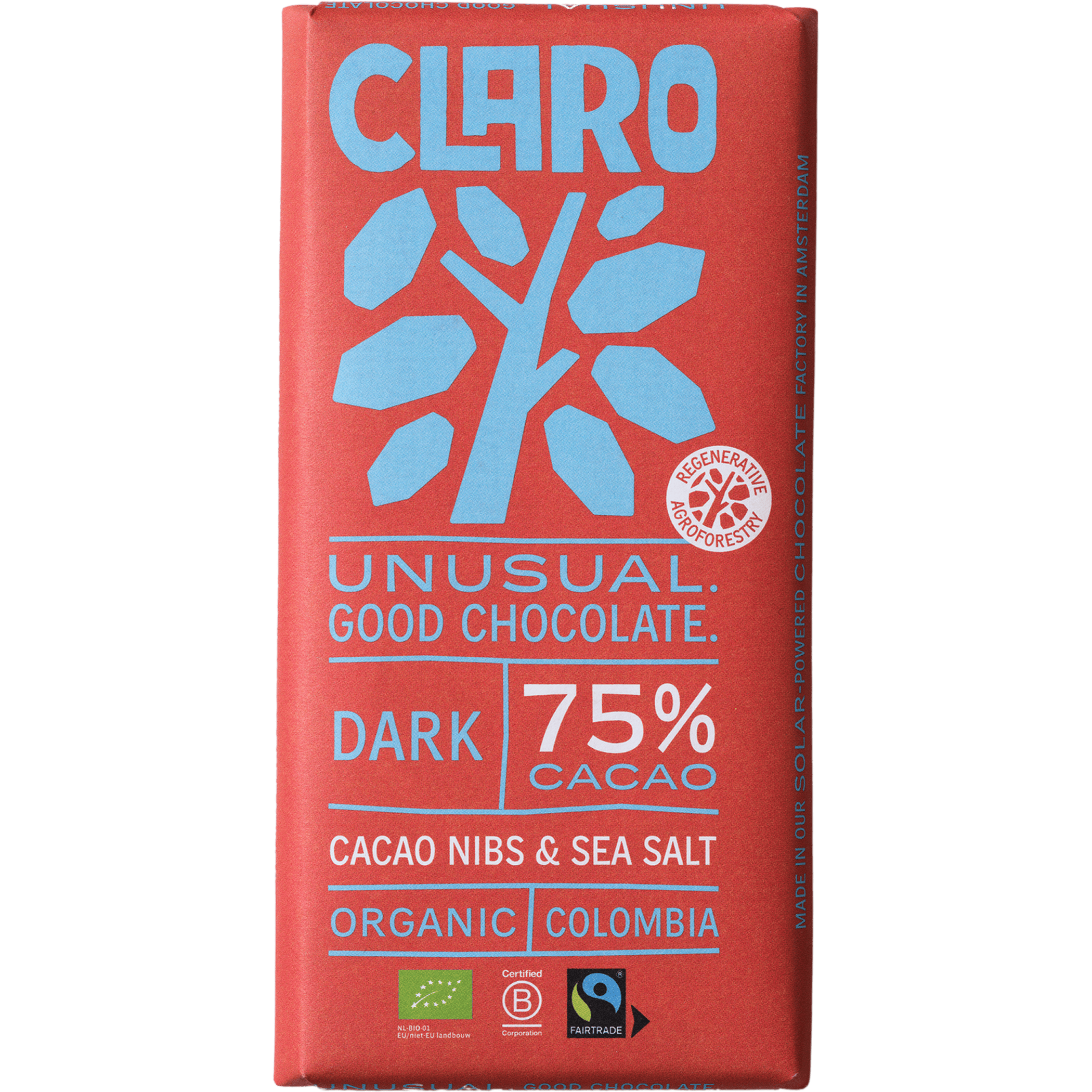 Claro Reep 75% puur met cacaonibs & zeezout