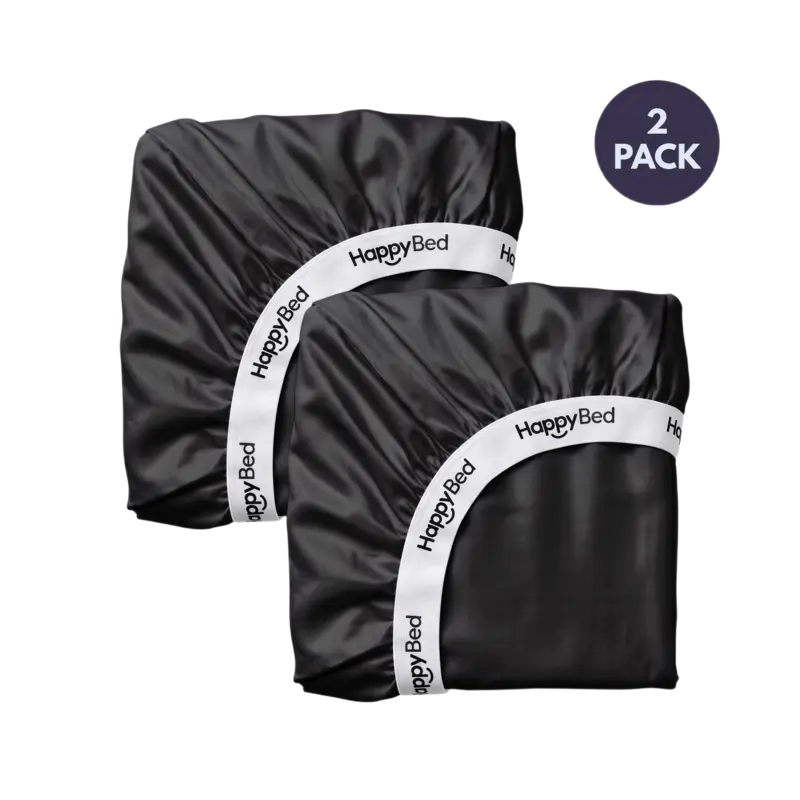 HappyBed 2 hoeslakens 90x200+35cm black