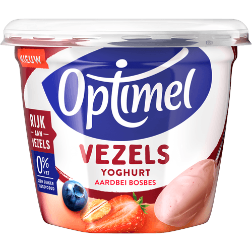 Optimel Yoghurt vezels aardbei bosbes